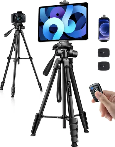 Vista 8 de JOILCAN Trípode para Teléfono, Soporte de Trípode de Cámara de 67" para iPhone iPad, Trípodes de Viaje Profesionales de Aluminio con Control Remoto