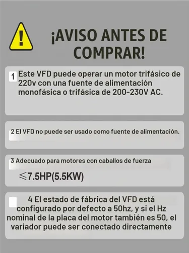 Vista 5 de Convertidor de fase digital VFD 7.5kW 10HP 220V monofásico a trifásico