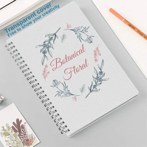 Vista 5 de Nokingo Cuaderno de cuadrícula de puntos en espiral, diario A5 con puntos, 80 hojas/160 páginas, papel blanco de 3.53 oz/m², tapa dura transparente