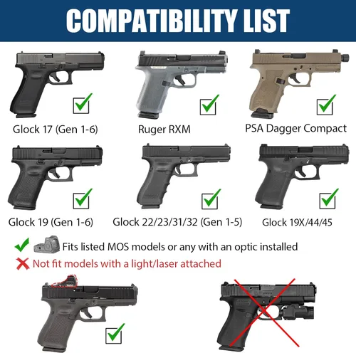 Vista 3 de GUN & FLOWER OWB Holster - Select Your Fit for: Glock 17/19/19X/31/32 (Gen 1-6) & G22/23 (Gen 1-4), Ruger RXM, PSA Dagger Compact - Optics Ready