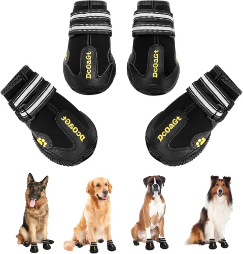 Vista 8 de DcOaGt Zapatos para perros de tamaño pequeño, botas antideslizantes Negro
