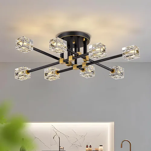 Vista 19 de Modern Ceiling Light Fixture with 13-Lights,Gold Semi Flush Mount Ceiling Light,Crystal Sputnik Chandeleirs,Modern Ceiling Lights for Living