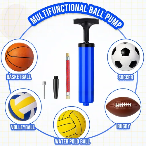 Vista 6 de Jerify Kit de bomba de bola de 8 pulgadas, bomba de aire portátil de pelota deportiva para fútbol con manguera de extensión de aguja, inflador