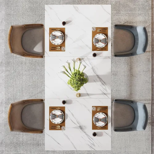 Vista 7 de Tribesigns Mesa de comedor rectangular de 63 pulgadas para 4 a 6, mesas de cocina modernas con elegantes patas de caballete de metal, mesas grandes