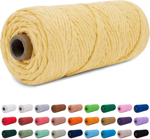 Vista 26 de CAMAL Cordón de macramé de 0.157 in x 109 yardas (328.1 ft), cuerda de algodón de color para tejer, manualidades, colgar en la pared, proyectos