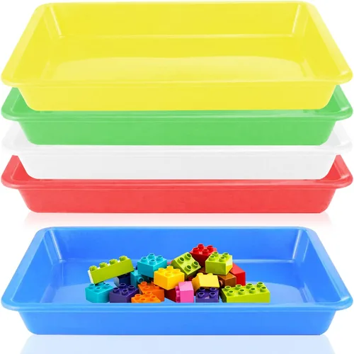 Vista 8 de Bandejas de plástico para arte, 5 piezas apilables para actividades y manualidades, bandeja para servir y joyas para proyectos de bricolaje
