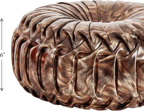 Vista 3 de EUCIOR Almohada decorativa redonda, almohada circular hecha a mano, almohadas redondas de cuero metálico liso para sofá, decoración del hogar