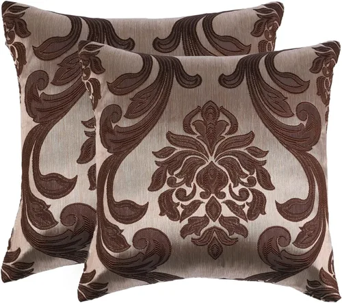 Vista 14 de NAPEARL Juego de 2 fundas de cojín con patrones jacquard beige dorado champán, funda de almohada decorativa para sofá, cama, atractivas fundas