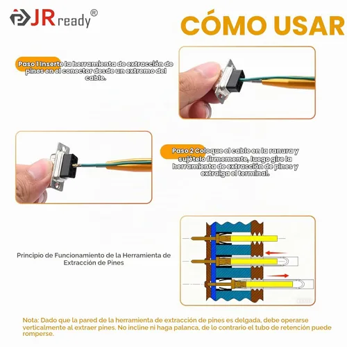 Vista 8 de JRready ST6579 DB9 Terminales de crimpado chapados en oro DB9 Conectores Herramienta de extracción de pines DRK-D Sub Inserción Extracción