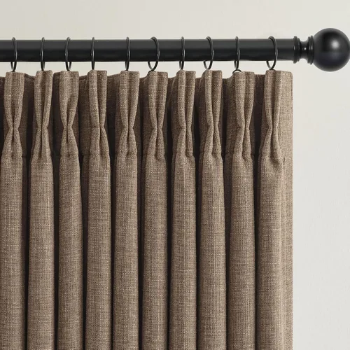 Vista 23 de Cortinas opacas de lino plisado natural de 96 pulgadas de largo