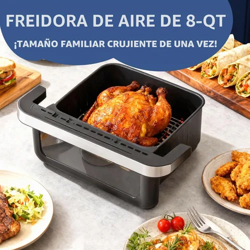 Vista 4 de Freidora de aire de 8 cuartos de galón de gran capacidad, horno freidora de aire digital 8 en 1 con circulación de aire rápida, control táctil