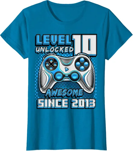 Vista 72 de Level 10 Unlocked Awesome 2013 Video Game 10th Birthday Boy T-Shirt, Negro
