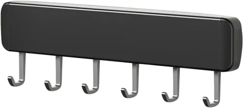 Vista 4 de Percha para utensilios de cocina, ganchos para montar en la pared, sin taladrar, ganchos extraíbles y ajustables, riel de cocina con 8 ganchos