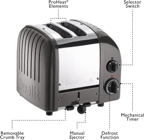 Vista 8 de Tostadora Dualit clásica para 2 tajadas de pan, Carbón
