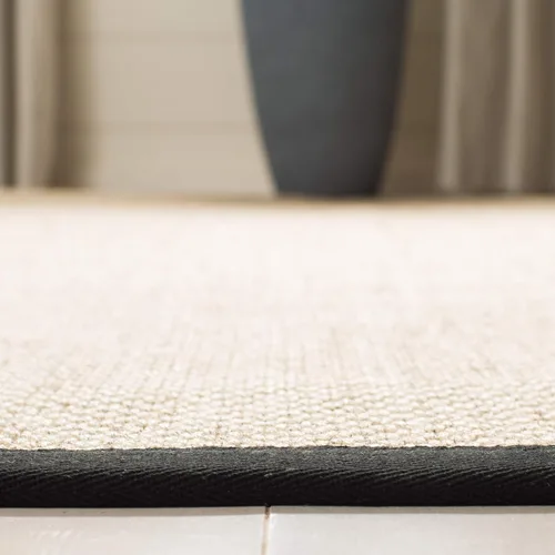 Vista 4 de SAFAVIEH Alfombra de área de 8x10 pies - Colección de fibra natural - Grande - Mármol y negro, sisal, diseño tejido con borde (NF143A)