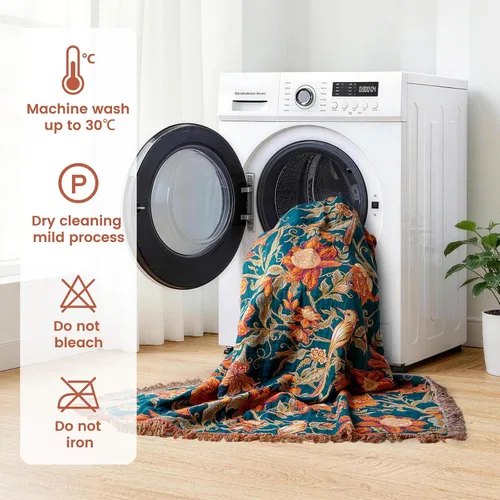 Vista 153 de MSGKV - Manta bohemia/primaveral de algodón para sofá y sala de estar, de gasa acogedora, de 50 x 60 pulgadas 50"x60" Cotton Throw, Woven Bird