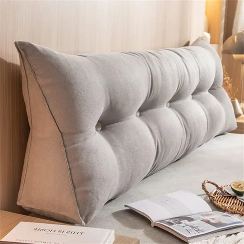 Vista 12 de Almohada triangular de lectura para reposo en cama, cojín grande para cabecero, respaldo, almohada de cuña para cuello y soporte lumbar para Beige