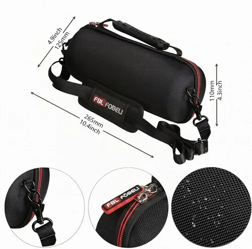 Vista 6 de FBLFOBELI Funda rígida de transporte para altavoz Bluetooth impermeable JBL Charge 4/Charge 5, bolsa protectora con correa para el hombro