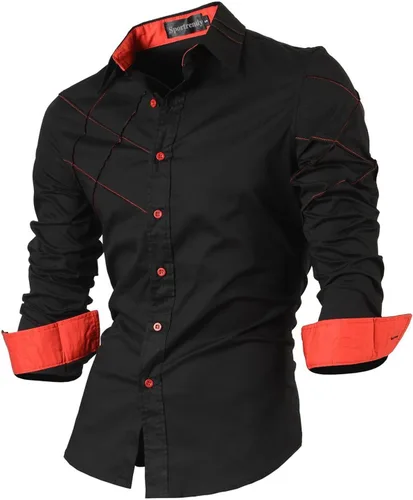 Vista 76 de JZS041, camisa de vestir de manga larga para hombre