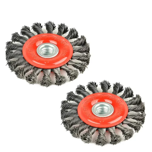 Vista 15 de A A IN Paquete de 2 ruedas de alambre para amoladora angular, cepillo de rueda de alambre de 3 pulgadas con eje roscado de 5/8"-11 para amoladora