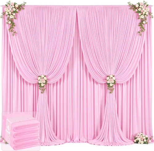 Vista 13 de 20 pies x 12 pies Cortinas de Telón de Fondo Azul Bebé Sin Arrugas para Bodas y Fiestas, Telón de Fondo de Tela Azul, Cortinas para Bodas