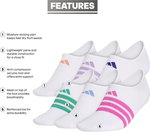 Vista 2 de Calcetines Adidas Superlite Super No Show, 6 pares, para mujer