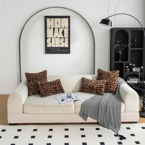 Vista 8 de Fundas de Almohada con Estampado de Leopardo de 18 x 18 Pulgadas Juego de 2 - Fundas de Cojín de Sofá de Piel Sintética Decoración Rústica - Fundas