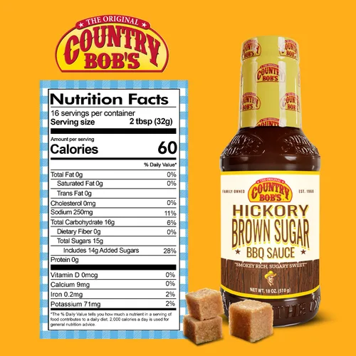 Vista 2 de Country Bob's Salsa barbacoa original de nogal y azúcar morena, 18 onzas (paquete de 1), salsa barbacoa orgánica y natural para carne, pollo y cerdo