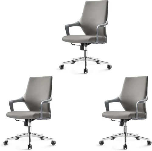 Vista 11 de EUREKA ERGONOMIC Dorian - Silla de oficina ejecutiva con soporte lumbar curvado, silla de escritorio de cuero regenerado con respaldo medio
