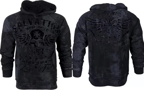 Vista 3 de xtreme couture by Affliction Sudadera con capucha para hombre BLACK TIDE Heavyweight, Negro