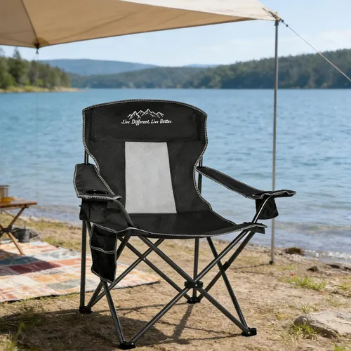 Vista 8 de Camping Chairs Outdoor Portable Folding Chair with Mesh Back, Black
