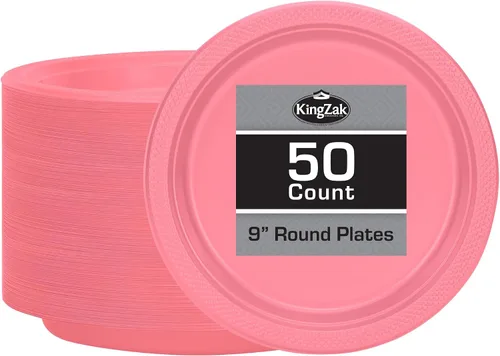 Vista 18 de Hanna K. Signature - Platos de plástico negro para fiesta, platos desechables de 7 pulgadas, 50 unidades, suministros de fiesta para aperitivos