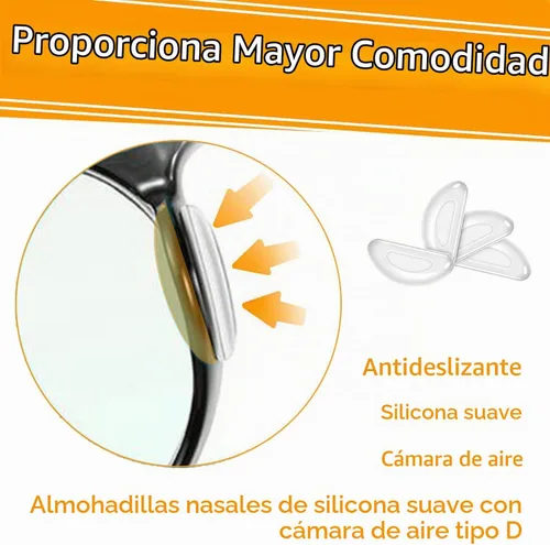 Vista 3 de Almohadillas de silicona para la nariz, adhesivas, hipoalergénicas, para lentes y lentes de sol, 12 pares