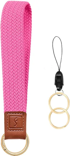 Vista 14 de Fishent Llavero elástico, bonito llavero de pulsera, cordón de muñeca tejido mejorado para llaves, llaveros para mujeres y hombres, llaves