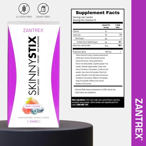 Vista 8 de SkinnyStix Berry Fusion GLP-1 Polvo de Apoyo para Bebida Energética, Apoyo Metabólico, Control del Apetito, Impulso de Energía Natural 15 Paquetes