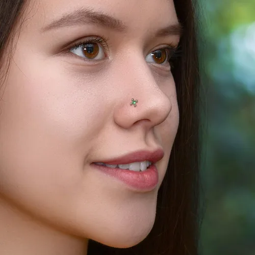 Vista 6 de Nose Stud Ring - Nose Piercing Stud - Nose Jewelry Surgical Steel - Nostril Screw Stud - Nose Ring CZ - Nose Stud L