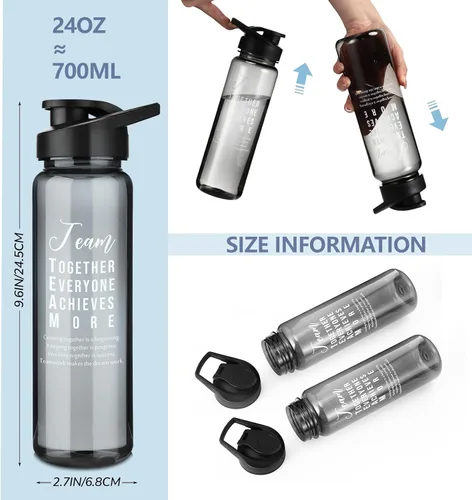 Vista 2 de Pinkunn 12 Pcs Employee Appreciation Gifts Thank You Water Bottles Bulk 24 oz Team Inspirational Gifts Reusable Plastic Sports Bottles with Lids for