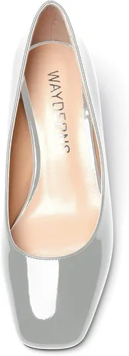 Vista 3 de WAYDERNS Zapatos de tacón bajo con punta cuadrada de charol para mujer, 2 pulgadas