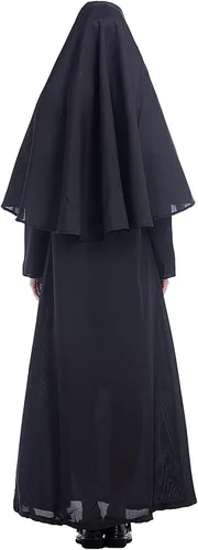Vista 2 de Disfraz de monja para mujer, disfraz de Halloween para madre, cosplay superior para adultos