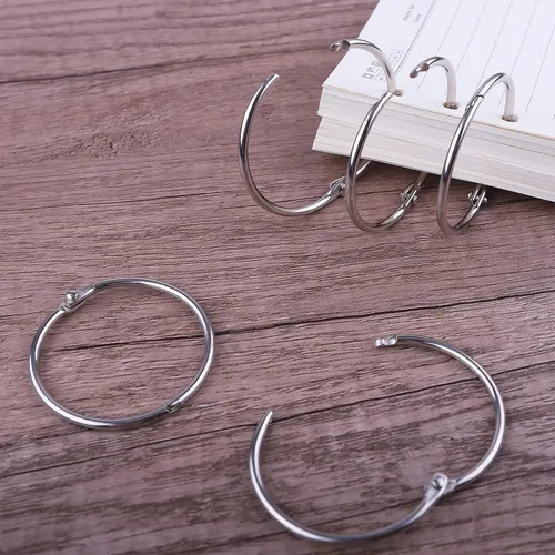 Vista 5 de AKONEGE 2 pulgadas (paquete de 25) anillos sueltos para carpeta de hojas, acero niquelado plateado, para escuela, hogar, oficina