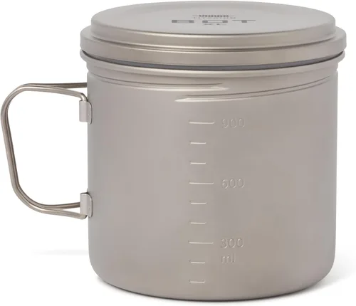 Vista 11 de Vargo BOT - 700 Olla de cocina de titanio y botella de agua con asas plegables y tapa hermética 23.7 fl oz (23 oz.) Modelo duradero y ligero