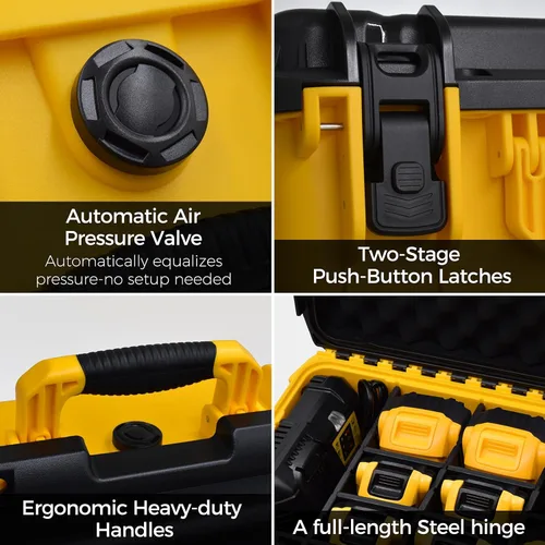 Vista 5 de Case for Dewalt Battery – Waterproof Extra Large Hard Storage Box with 8 Adjustable One-Piece Molded Dividers, Heavy Duty Protective Organizer for