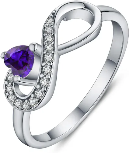 Vista 35 de Anillo Jo Wisdomo de compromiso. de plata esterlina, con corazón e infinito, anillo de amistad, para ella