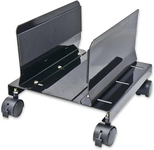 Vista 15 de Soporte para computadora Syba, de acero, para gabinete ATX, con ancho ajustable y 4 ruedas Caster, Plástico negro con azul