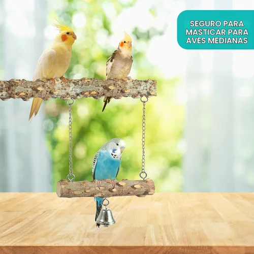 Vista 7 de Perchas para pájaros, 4 piezas de ramas de madera natural para pájaros, perca de pájaros, jaula de palo de masticar, accesorios para loros, ramas