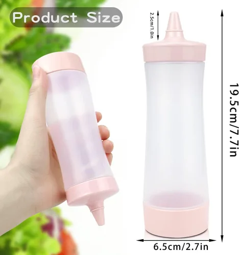 Vista 2 de DOERDO - 3 botellas de plástico para salsa, condimentos, ensalada, aderezo, salsa de tomate, aceite de oliva, barbacoa, 12 onzas con tapa