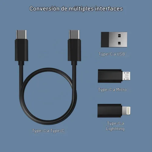 Vista 3 de Adaptador USB YANZI, cable de carga Micro USB con adaptador USB C para iluminación, adaptador de iluminación a USB C, caja de almacenamiento