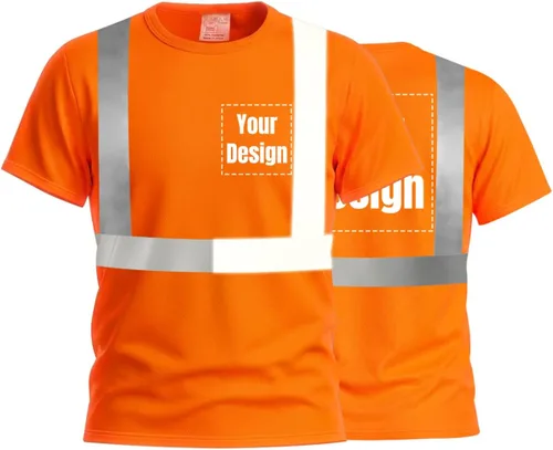 Vista 19 de Camisetas reflectantes de seguridad de alta visibilidad personalizan su logotipo