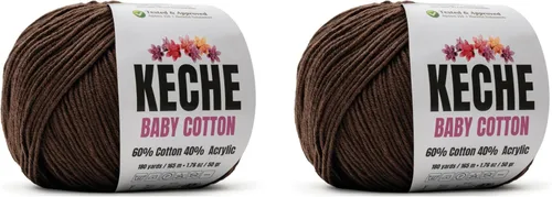 Vista 122 de Keche Hilo de Algodón, 60% Algodón 40% Hilo Acrílico, Hilo de Algodón Suave para Crochet y Tejer, Hilo Amigurumi 1 Madeja/Bola 1.76 Oz (50g) / 180