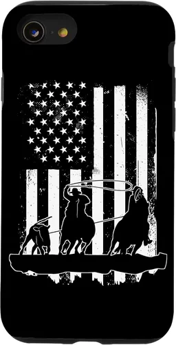 Vista 18 de USA Flag Team Roping Design Rodeo Western Horse Country Case for iPhone 17